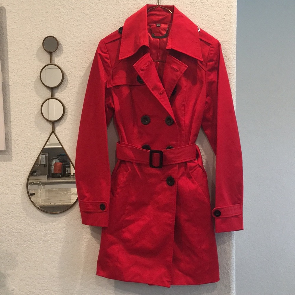 Forever 21 Red Trench Coat Size Small